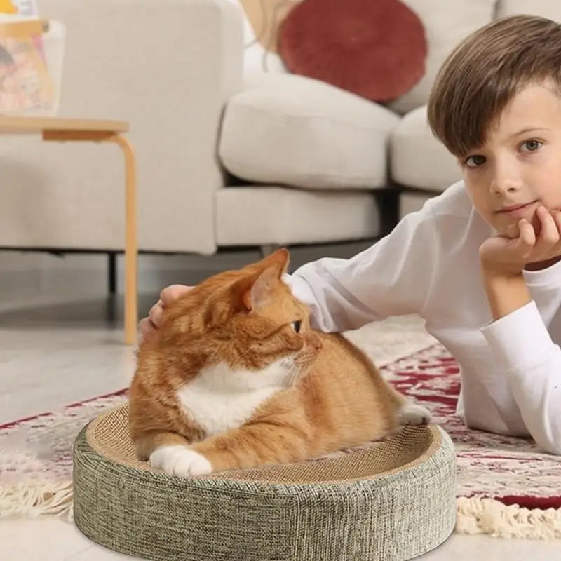 16.14x12.2x3.93 Sturdy Pet Sleeping Mat For Indoor Cat Bed 2 in 1 Scratcher Mat Cat Bed Oval Cat Scratcher Pad