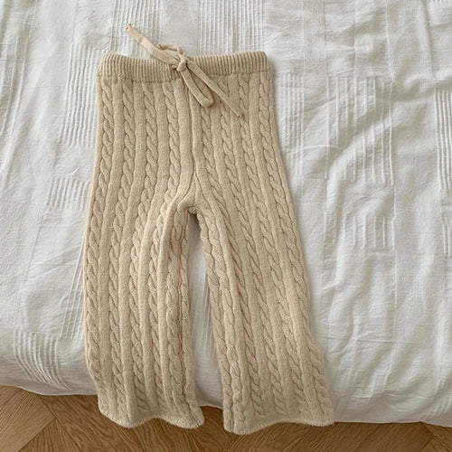 Spring Autumn Kids Knitted Clothing Set Long Sleeved Striped Pullover Sweater+Shorts Baby Boys Girl Clothes Suit Children Suit