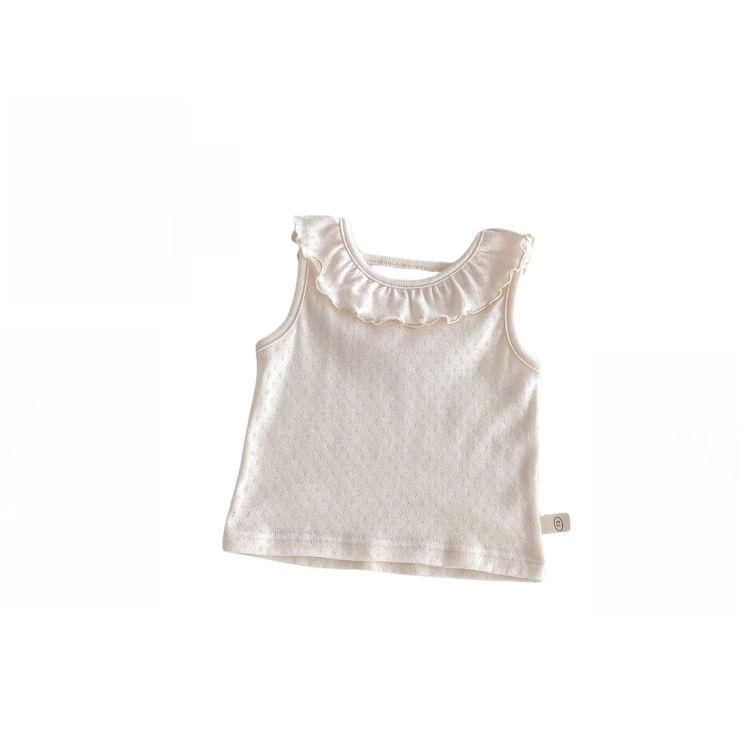 2025 New Summer Baby Girl Korean Style Clothes Breathable Cotton Polyester Ruffled Doll Collar Vest & Floral Overalls