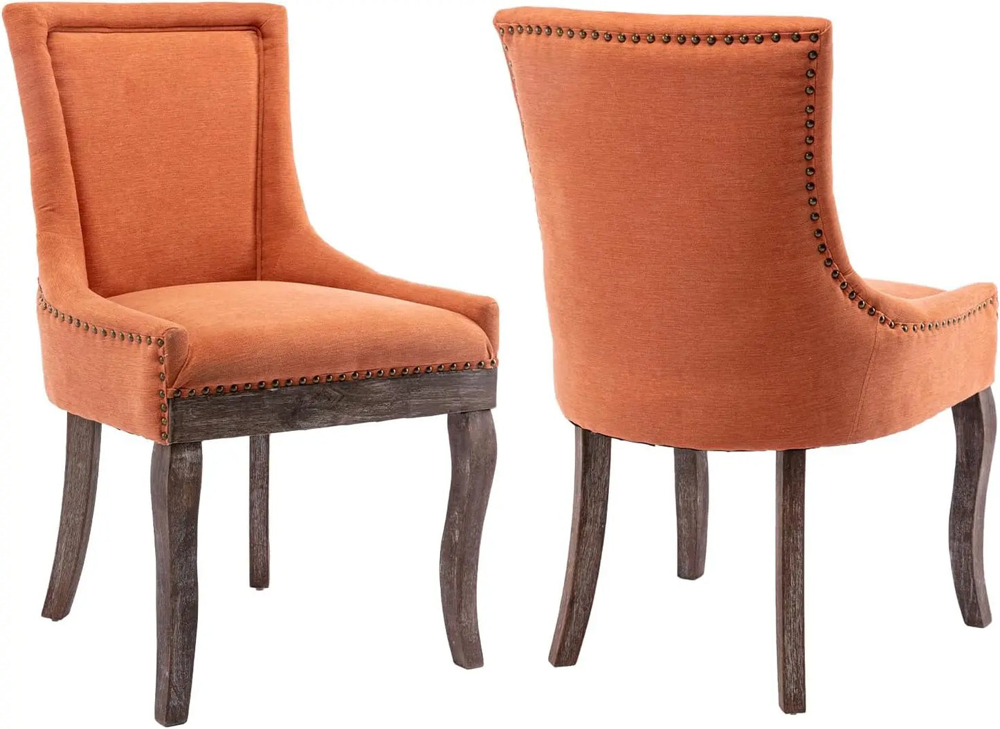 Modern High Back Chairs Set of 2 – Upholstered Fabric Side Seats with Solid Wood Legs, Dining Room Use