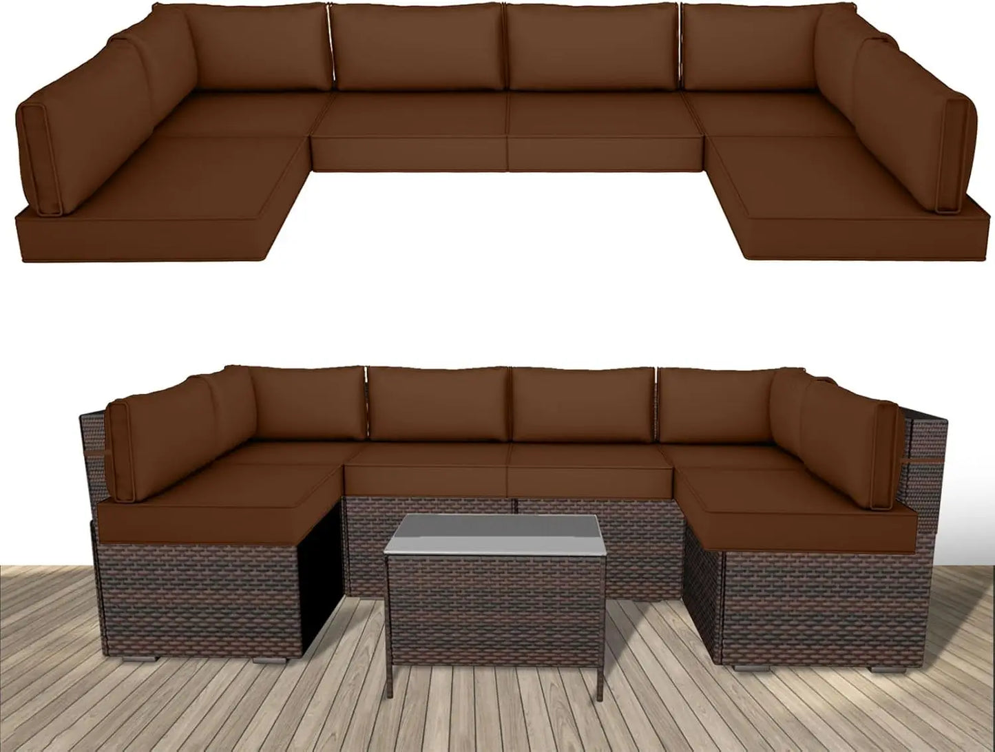 Outdoor Replacement Cushions for Patio Furniture,14-Piece Patio Water-Resistant Replacement Sofa Cushions,Fits 6-seat