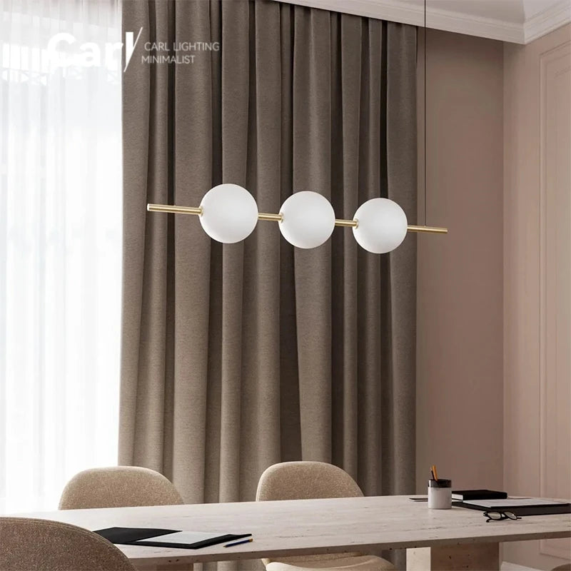 Minimalist Creative Art One Word Light Luxury High-end Dining Table Long Strip To Create Restaurant Lamp Chandelier