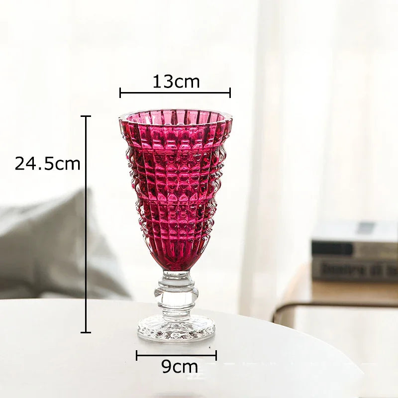 Goblet Shaped Transparent Glass Vase Desk Decoration Flower Arrangement Hydroponics Flower Pot Floral Vases Room Aesthetic Decor