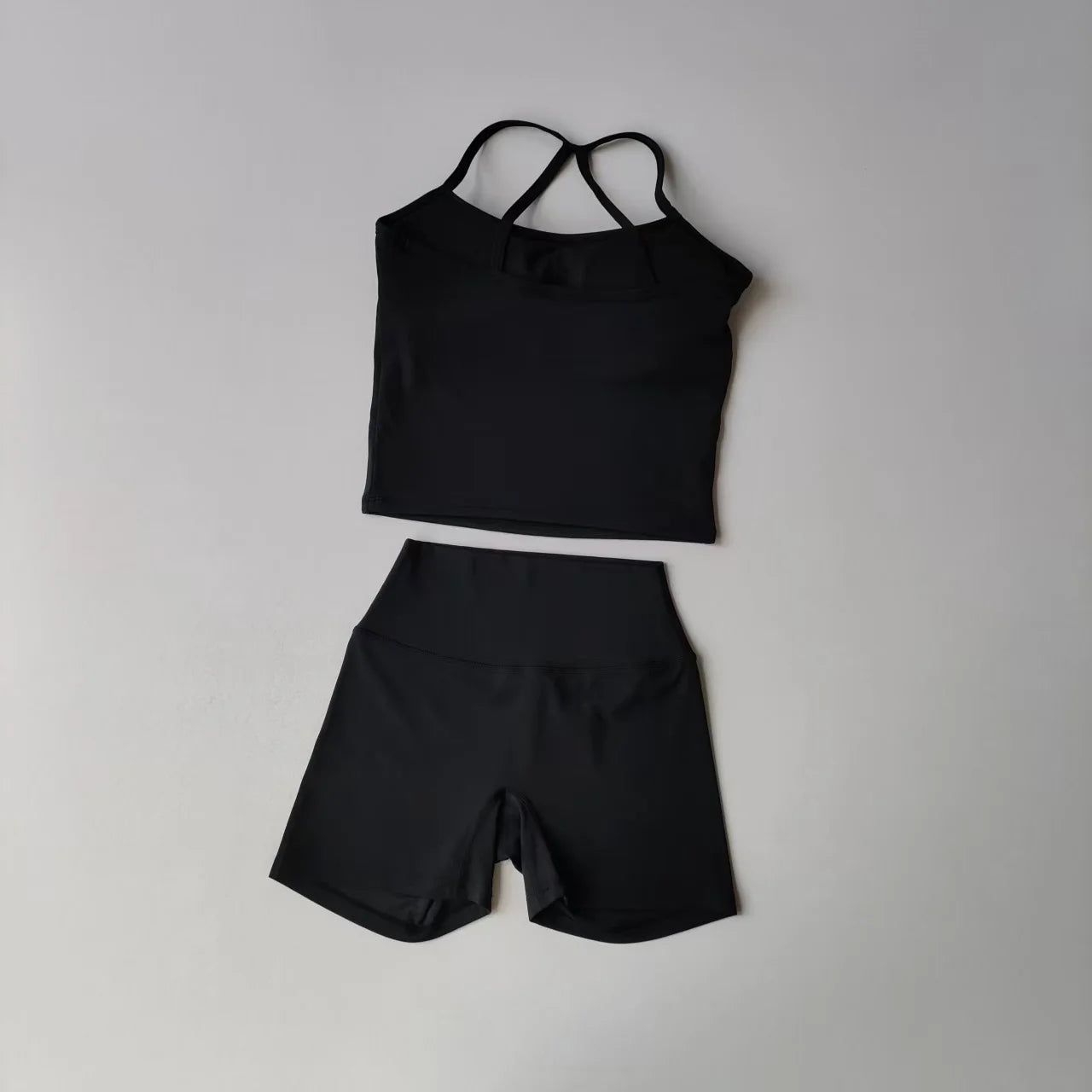 Fitness Gym Set Women 2 Piece Sets Halter Neck Tank Tops High Waist Scrunch Seamless Shorts Sport Suit Sportswear Workout Set