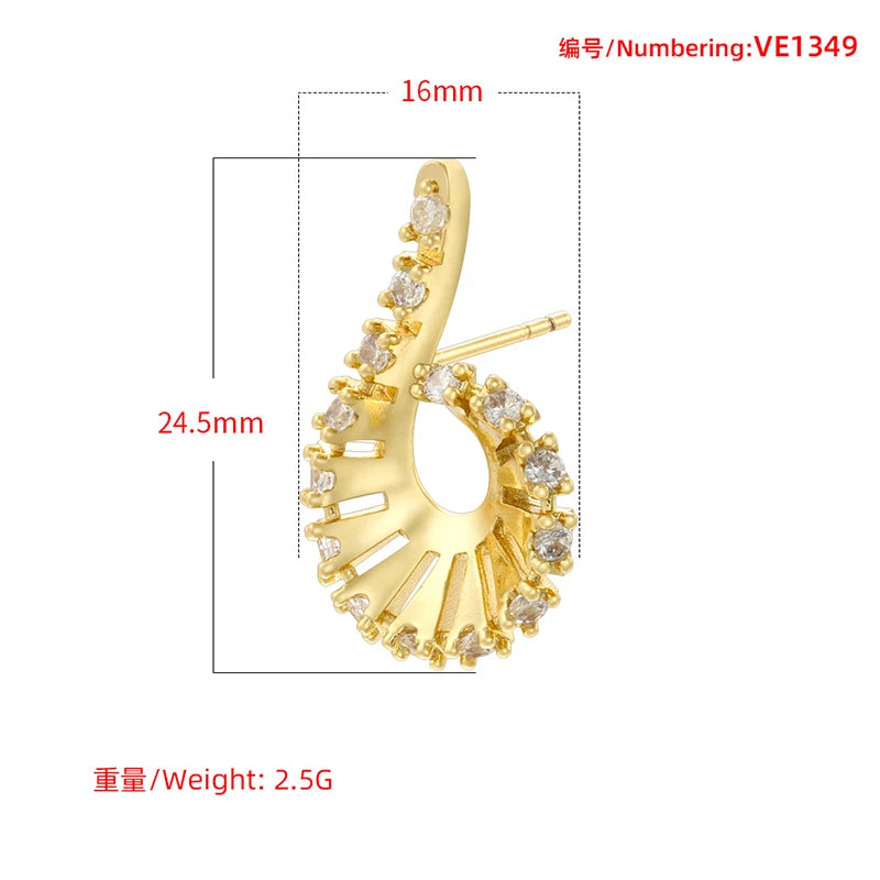 ZHUKOU 18K Golden Plated Brass Bracelet With Zirconia Earrings And Ring Collection Style Ladies Luxury Jewellery: VE1349