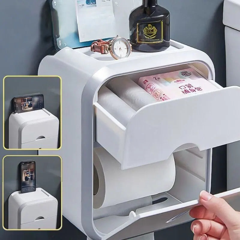 Bathroom shower rack storage rack tissue box wall mounted waterproof toilet paper storage box
