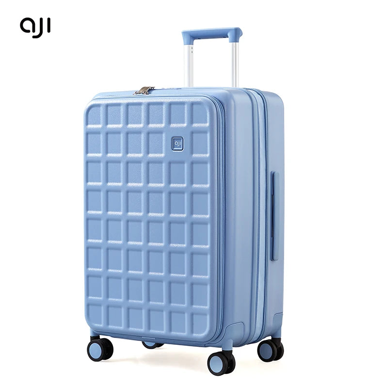 Aji Luggage Travel Suitcase Women 40MM Expandable Large Capacity Suitcases On Wheelstsa Lock Trolley Case Plaid Pattern Design