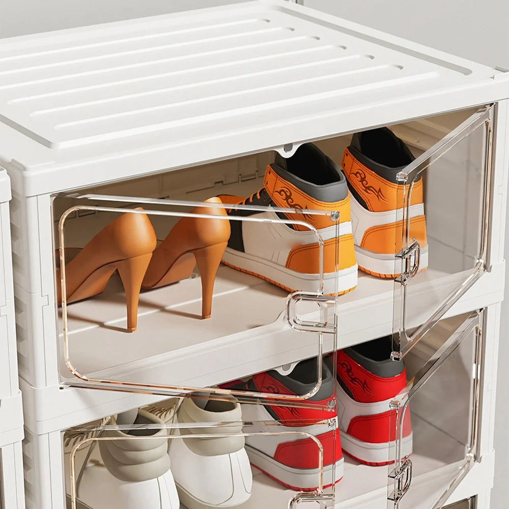 Foldable Shoe Rack 6/9 Tier Stackable Shoe Storage Cabinet for Narrow Storage Space Organizer Boxes for Hallway Living Room