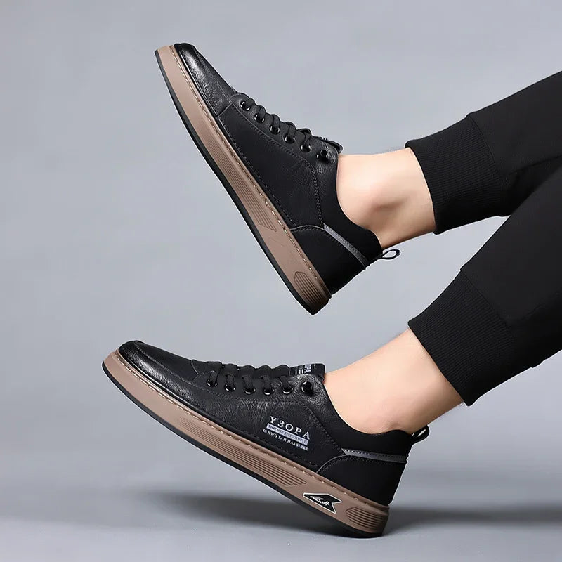 High Quality Skate Shoes Men 2024 Hot Sale Men Casual Walking Shoes Stylish Men's Vulcanize Shoes Genuine Leather Men's Footwear