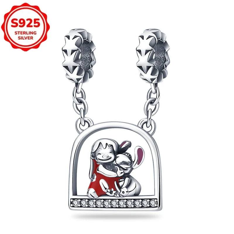 For Original Women 925 Bracelet Bangle Pendant Charm Disney Stitch 925 Sterling Silver Boutique Bead DIY Jewelry Gift New in Hot