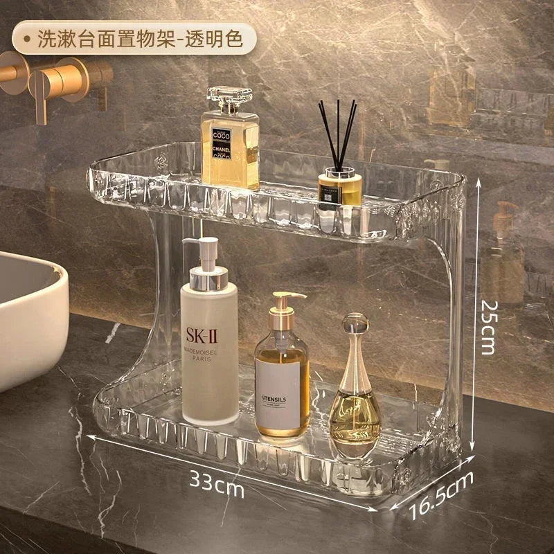 Bathroom Storage Rack Toilet Double Layer Cosmetics Storage Box Washstand Organizer Desktop Skincare Storage Rack Display Stand