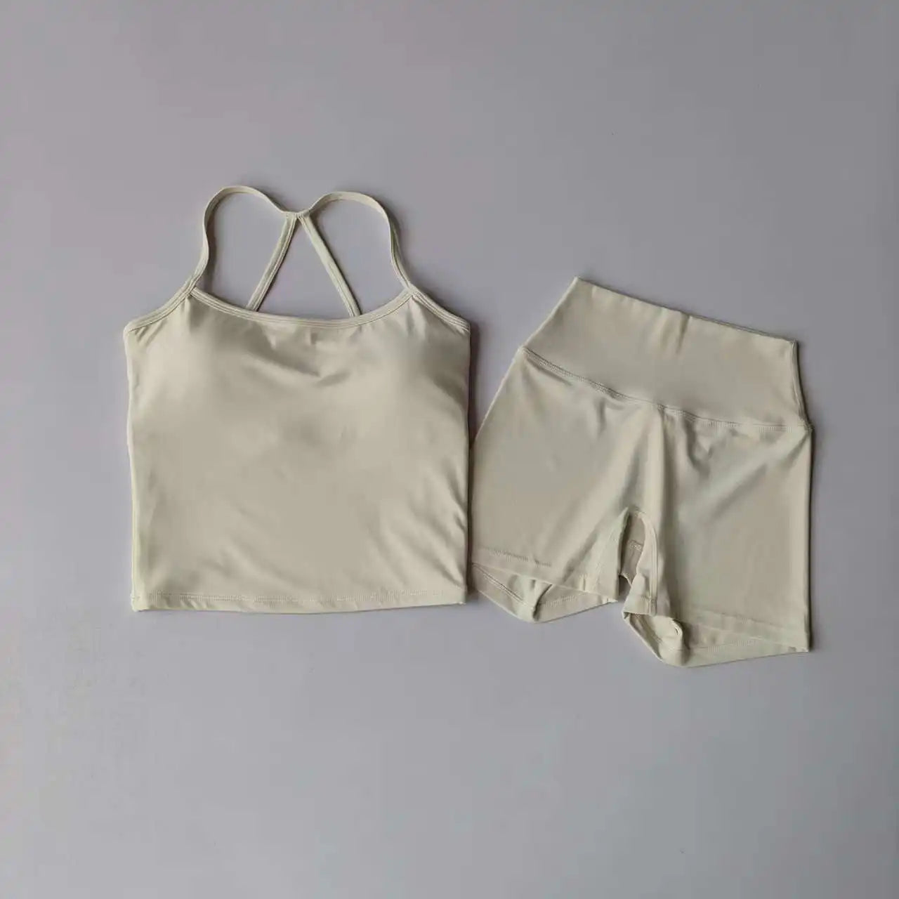 Fitness Gym Set Women 2 Piece Sets Halter Neck Tank Tops High Waist Scrunch Seamless Shorts Sport Suit Sportswear Workout Set