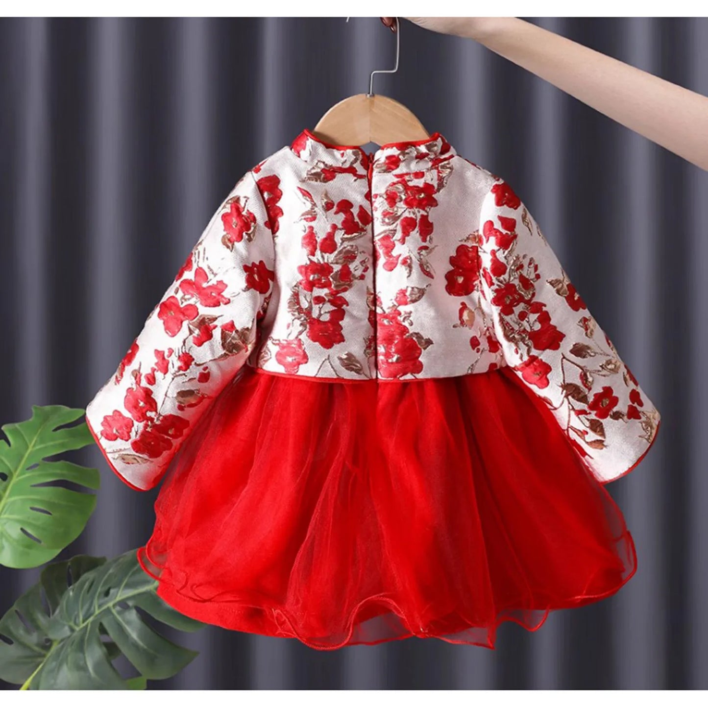 Girls' Fleece-lined Ancient Chinese Clothing Dress Children's New Year Clothes Autumn Winter Hanfu Dress Baby Girl 6M-6Y Vestido