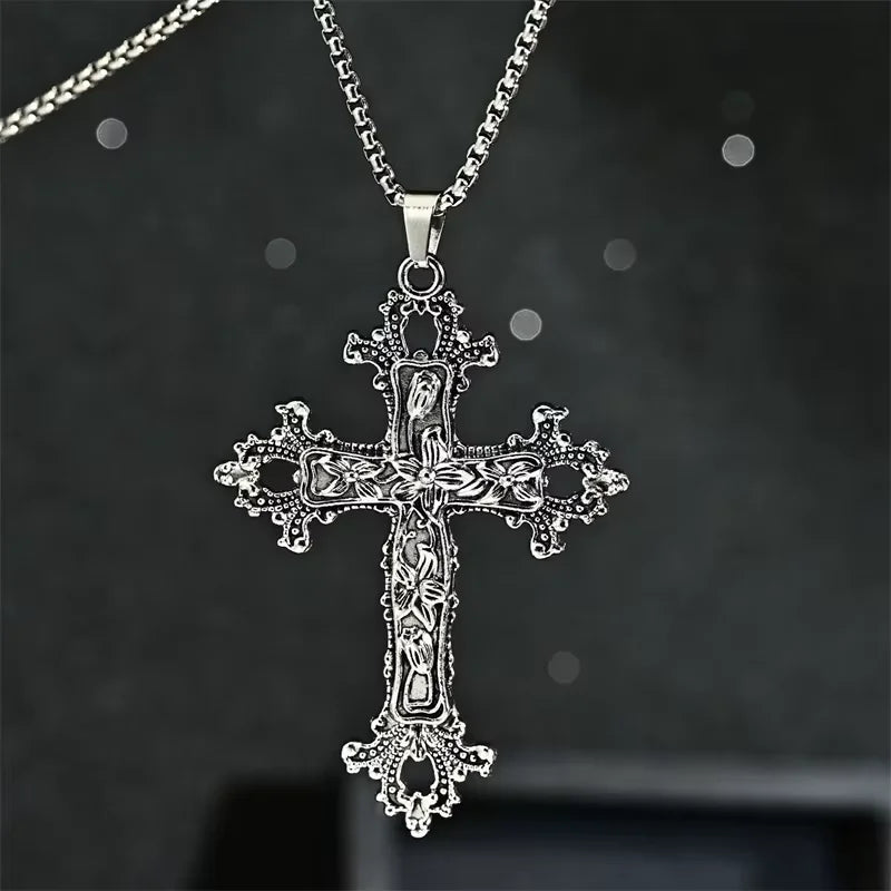 European And American Fashion Personality Retro Gothic Cross Necklace For Men And Women Street Hip-Hop Trendsetters Versatile Pe