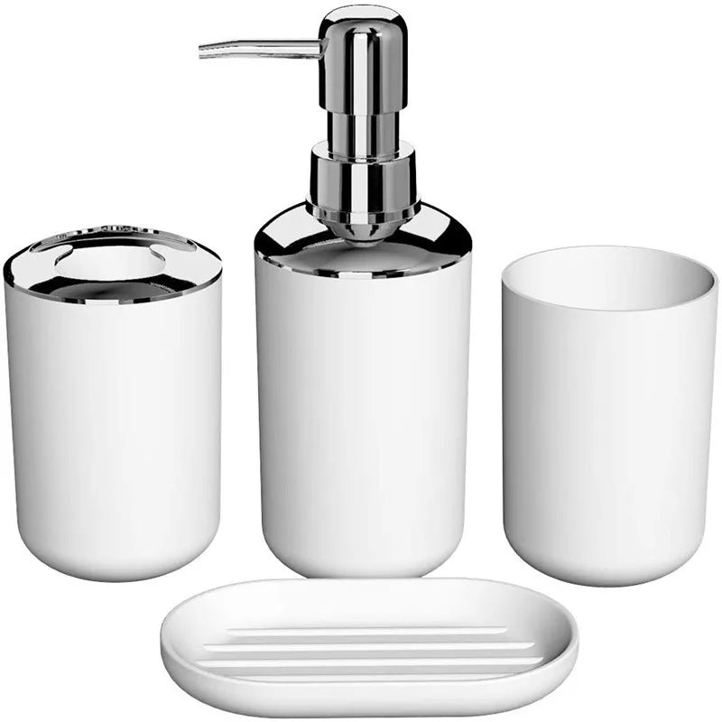 Wash Set Bathroom Decoration Accessories Lotion Bottle Soap Dish Mouthwash Cup Black Tray Household Bathroom Supplies