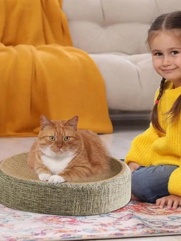 16.14x12.2x3.93 Sturdy Pet Sleeping Mat For Indoor Cat Bed 2 in 1 Scratcher Mat Cat Bed Oval Cat Scratcher Pad