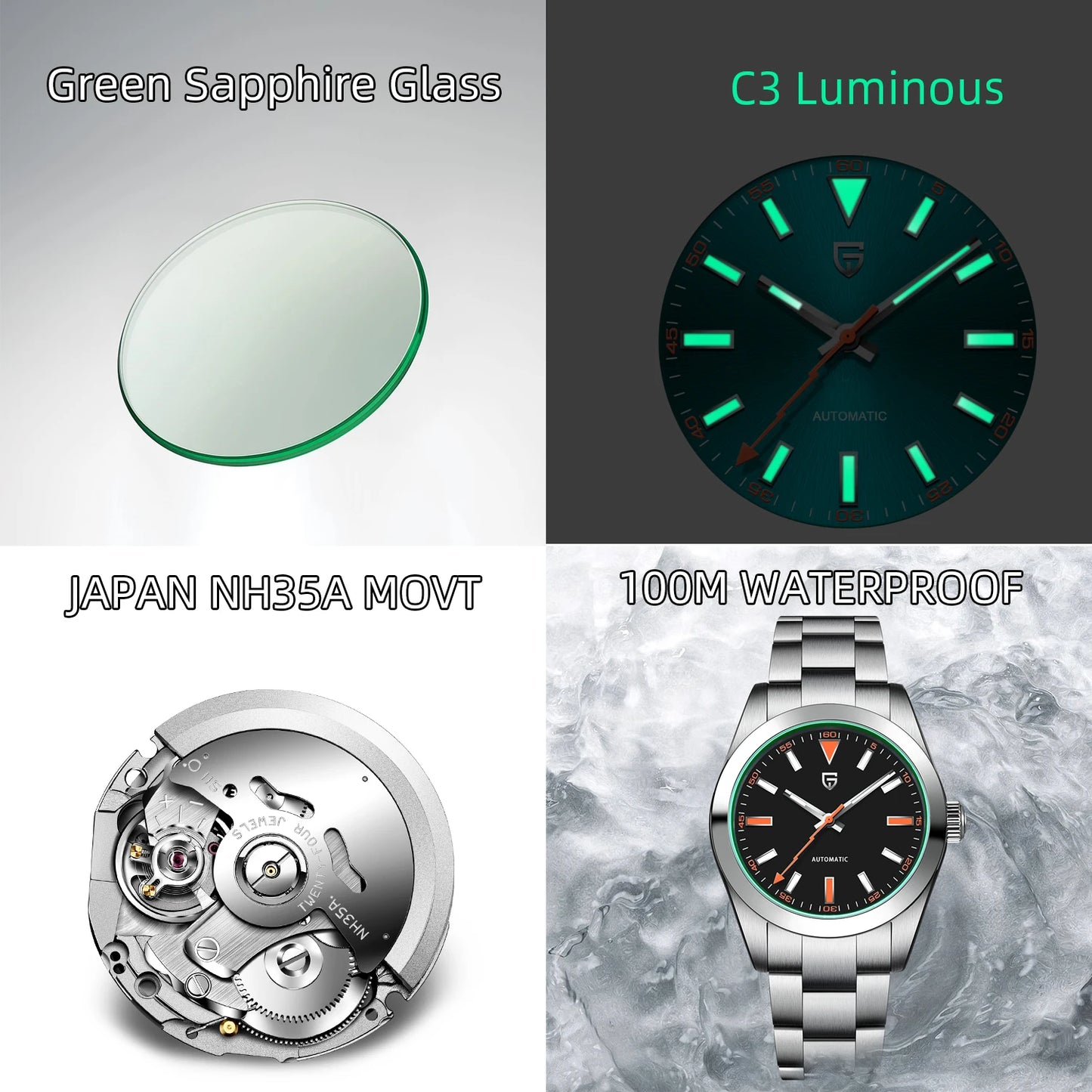 PAGANI DESIGN Diving Wristwatches NH35 Mechanical Automatic Watch For Men Luxury Man Watch Sapphire Business Gift Reloj Hombre