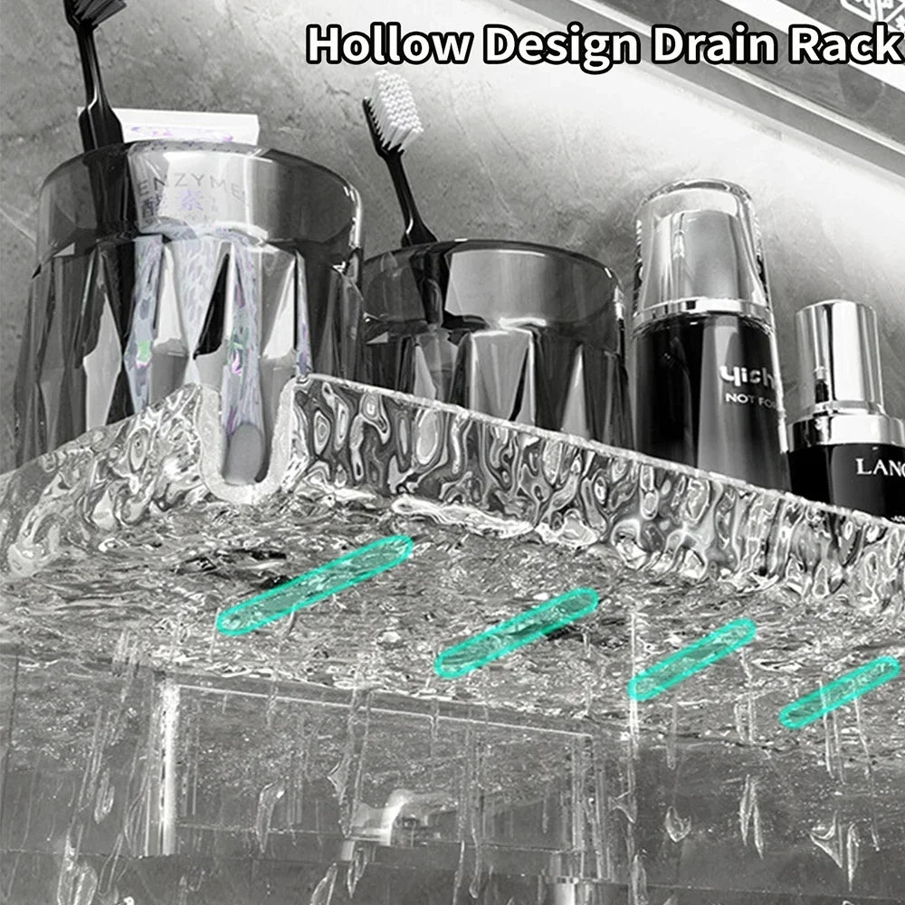 Bathroom Sink Shelf Faucet Storage Rack Hanging Shelf Acrylic Clear Tray Cosmetic Storage Rack Shampoo Shower Tray for Kitchen