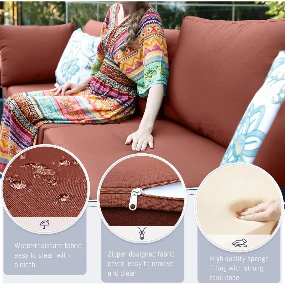 Large High-Back Wicker Patio Conversation Set – Rattan Outdoor Sectional Sofa for Backyard, Garden & Outdoor Living Spaces