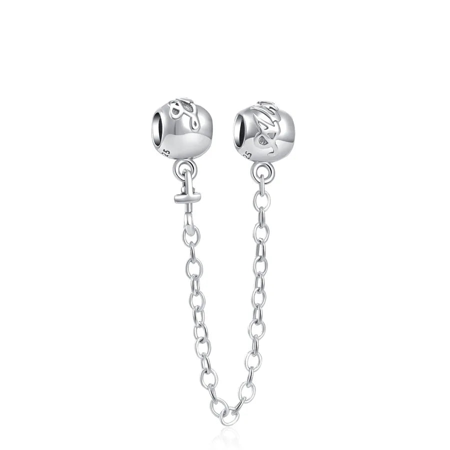 New 925 Silver Horseshoe Clover Star Cat Charm True eyes Pendant Safety Chain Bead Fit Original Bracelet Jewellery Gift dragon
