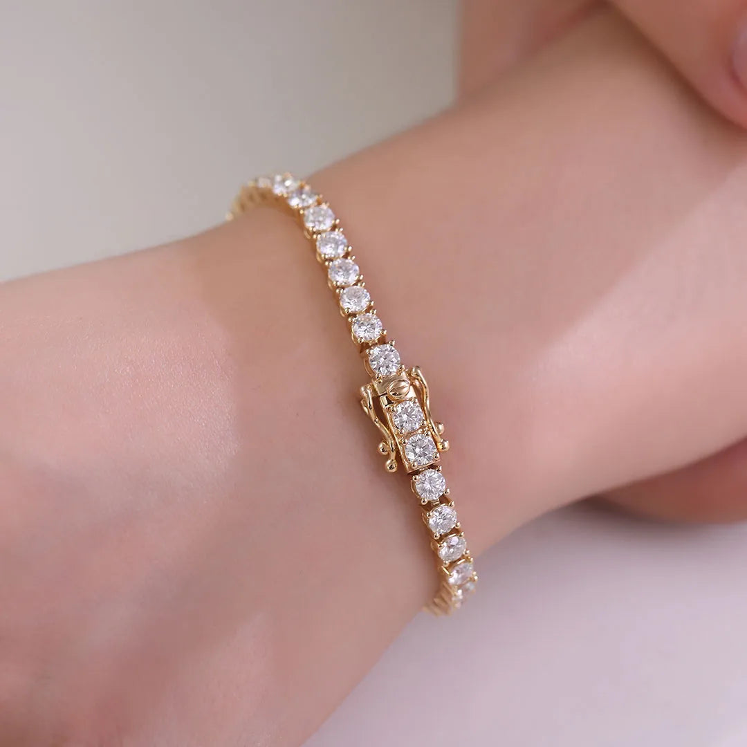 Provence Tennis Bracelet 18KGold 3.0mm four Prong Setting DEF/VS Lab Diamonds Simple Bangle for Women Men Personalized Custom