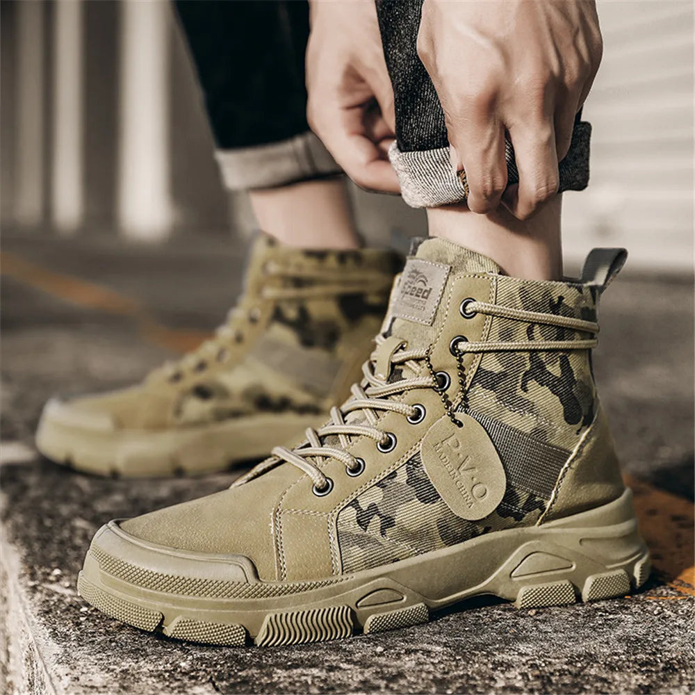 Brand Mens Hiking Boots Versatile Anti-slip Wear-resistant Soft Bottom Combat Boot Outdoor Breathable Commuting Camouflage Boots