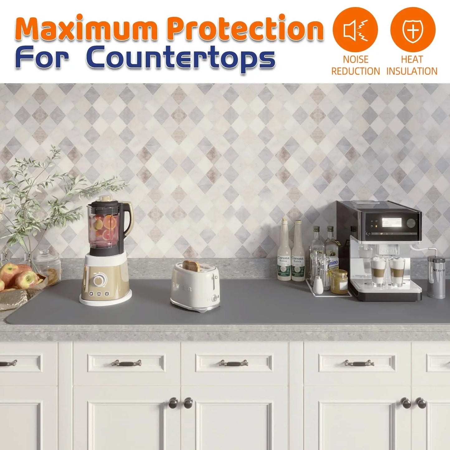 Washable Silicone Mats for Kitchen Counter Dining Table Mat Silicone Coffee Maker Mat 23.6''x78.74'' itchen Countertop Protector