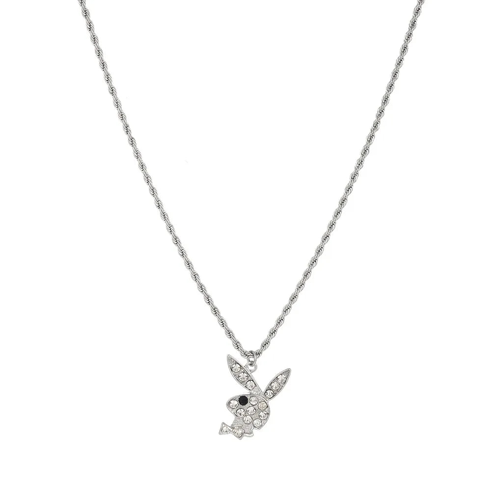 2022 New Fashion Net Red Zircon Rabbit Ladies Necklace Hip Hop Rock Pendant Necklace White Rabbit Clavicle Chain Jewelry Girl