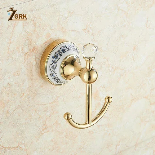 Bathroom Accessories Wall Mounted Paper Holder Toilet Gold Towel Ring Soap Box Cup Holder Luxury Ceramic Bathroom Hardware Set