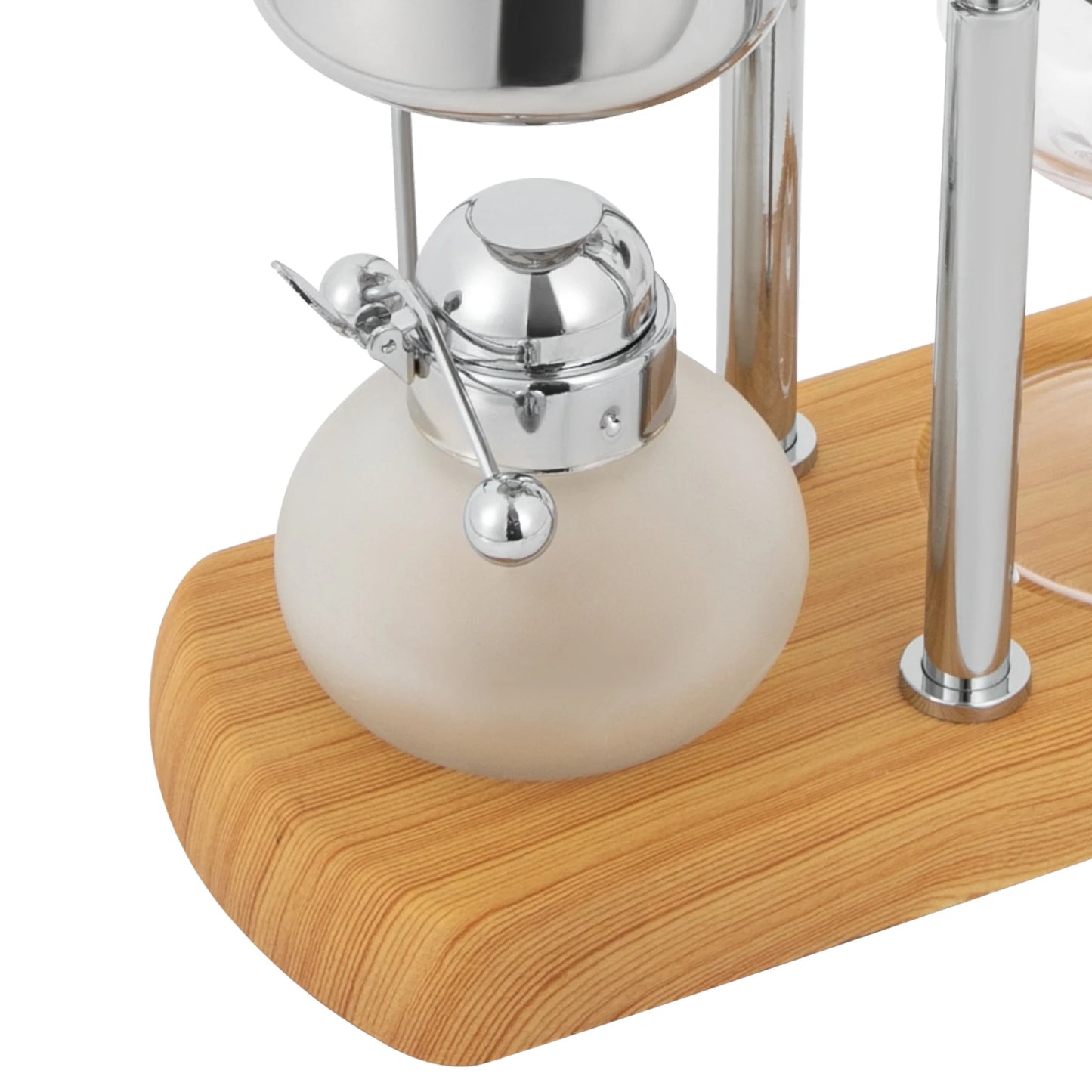 Retro Siphon Coffee Maker, 37Qt Capacity, Alcohol Lamp with Temperature Control, Plastic Filter for Pure Taste, Stainless