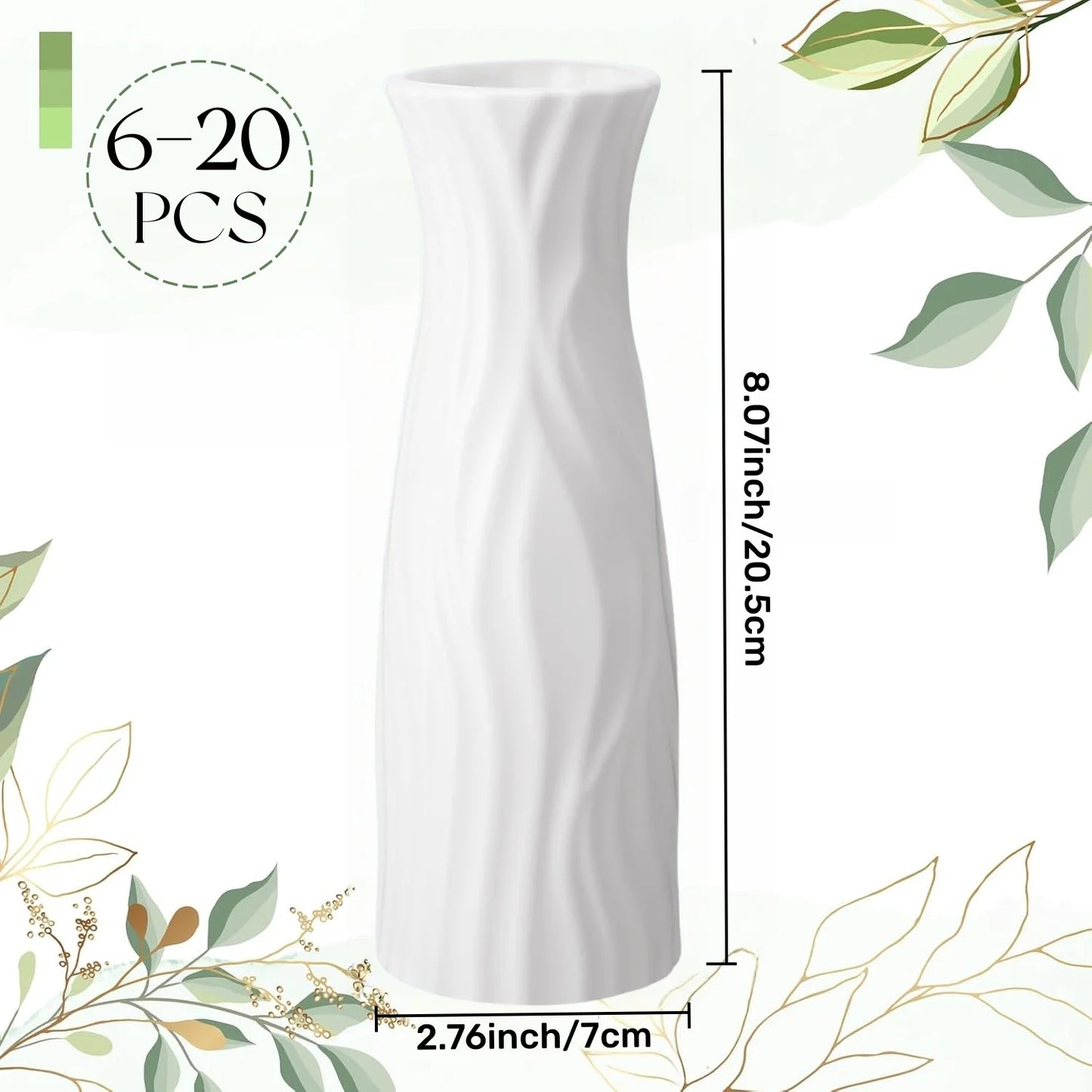 6-20Pack Plastic Flower Vases Bulk Small Nordic Floral Vases Unbreakable Bud Vase for Table Centerpiece Wedding Party Decor