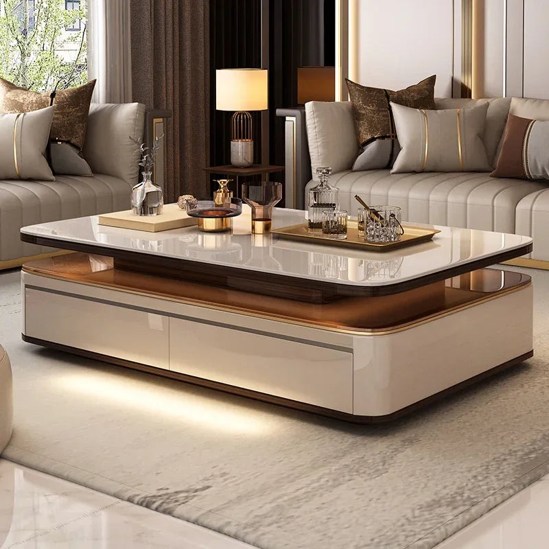 Modern Villa Living Room Low Coffee Tables Nordic Luxury Design Glass Coffee Tables Wooden Salon Home Furniture Salontafel FYCT