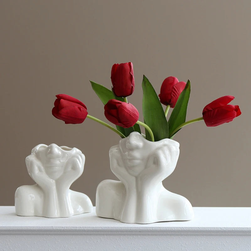 Human Ceramic Vase Human Vase Art Vase Scandinavian Home Decoration Ceramic Vase Tabletop Art Statue
