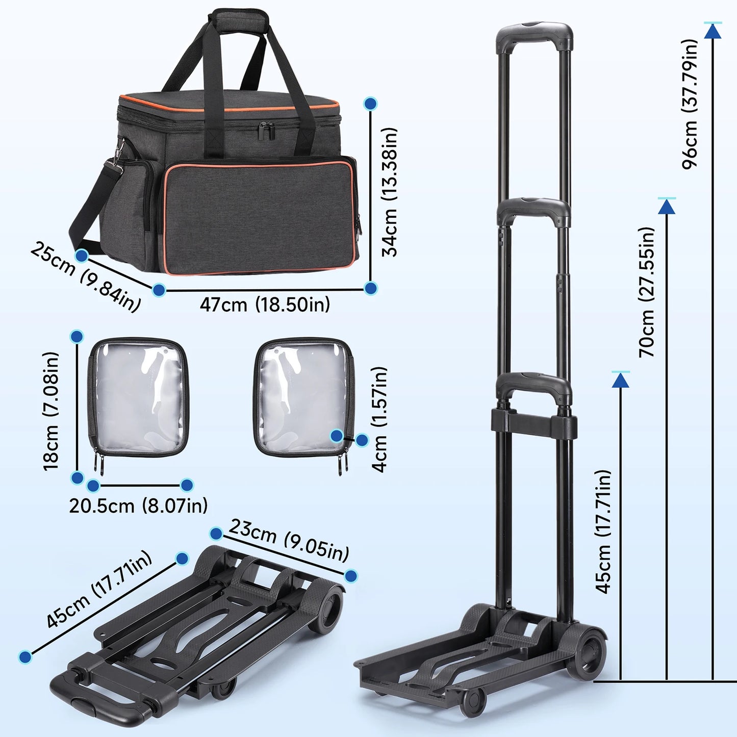 Retractable Handle Rolling Carry-On Bag - Expandable Luggage with 360° Wheels for Travel/Business, Lightweight & Durable (Black)