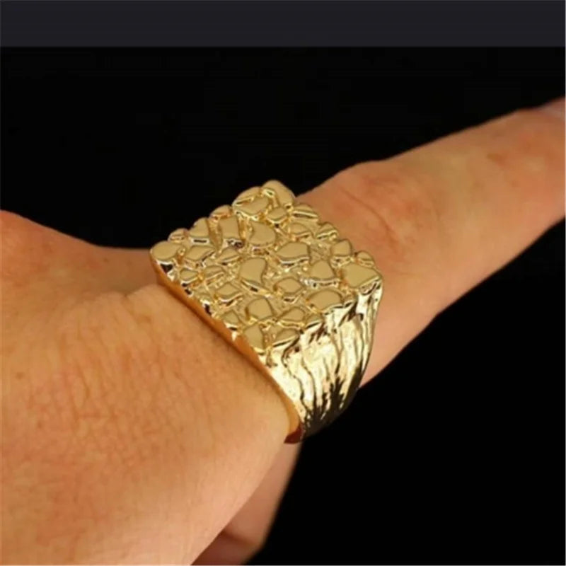 New Jewelry Hollowed-out Ring Electroplating Protection Wear Resistant Men's Ring Personality Uneven Bumpy Rings
