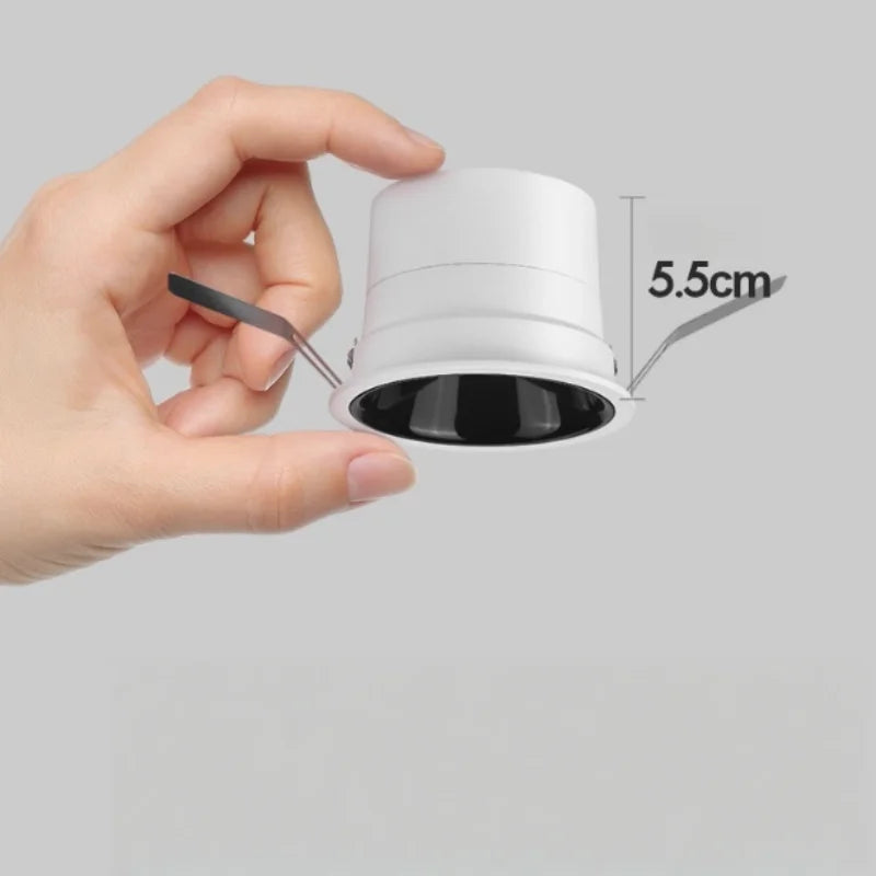Embedded LED home living room ceiling wall washer lamp with anti-glare feature, small hill-shaped ultra-thin downlight