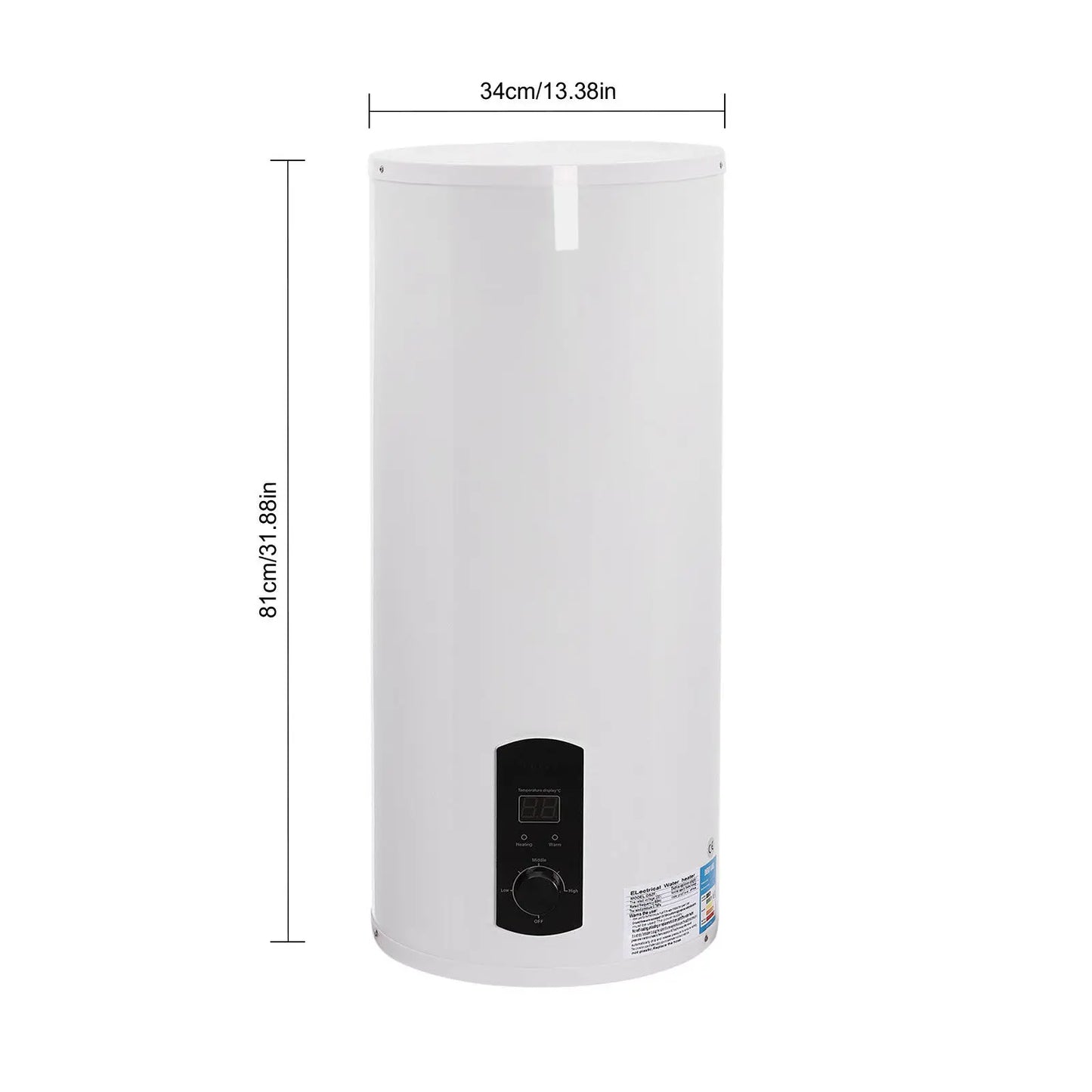 Electric Storage Hot Water Heater 60L Electric Boiler Instantaneous Water Heater Boiler Horizontal 220V 2000W 25-75 ° C
