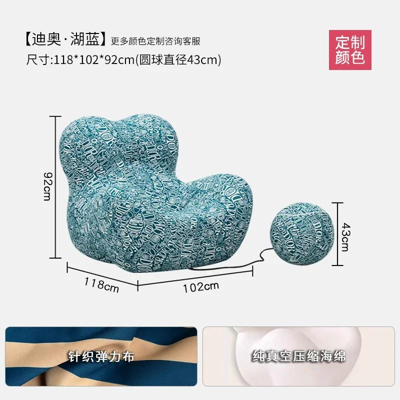 Modern Striped Bean - Bag Sofa with Ottoman, Cozy & Stylish Living Room Furniture,Designer Styles,Mom's Embrace Sofa