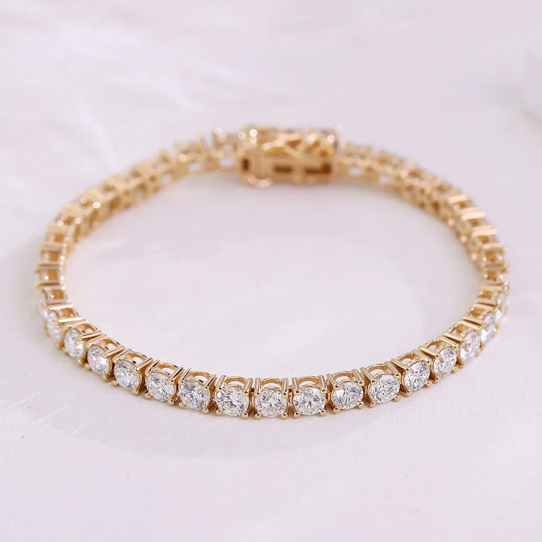 Provence Tennis Bracelet 18KGold 3.0mm four Prong Setting DEF/VS Lab Diamonds Simple Bangle for Women Men Personalized Custom
