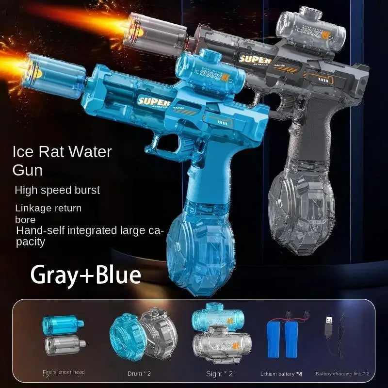 Electric water gun with nozzle flame muzzle automatic spray gun remote summer outdoor swimming pool water toy gift