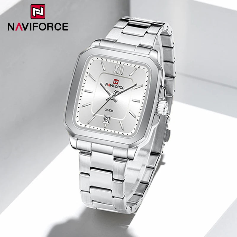 NAVIFORCE Fashion Women's Watches Waterproof Couple Steel Strap Quartz Calendar Wristwatch Gift for Girl Clock Relogio Feminino