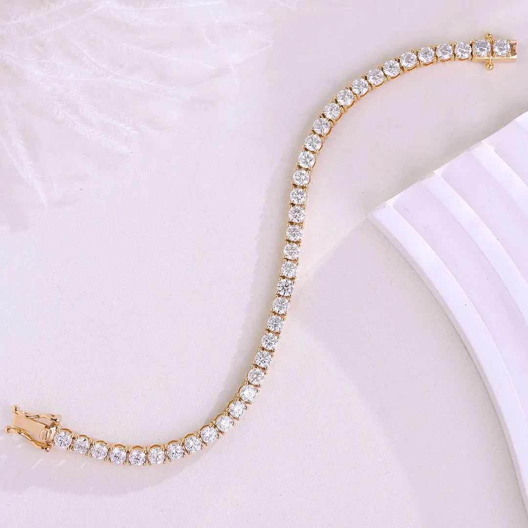 Provence Tennis Bracelet 18KGold 3.0mm four Prong Setting DEF/VS Lab Diamonds Simple Bangle for Women Men Personalized Custom
