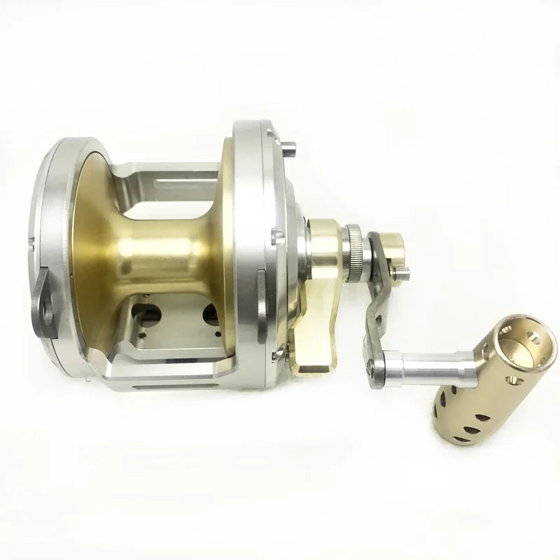 Metal Sea Fishing Reels, All for Goods, Low Speed Bait, Big Fish Equipment, Windlass, Max Drag 30 Kg , Saltwater Heavy Reel