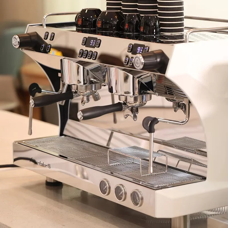 Commercial Coffee Maker CRM3120C Dual Head Coffee Machine, Independent Multi Boiler System, Adjustable Extraction Temperature