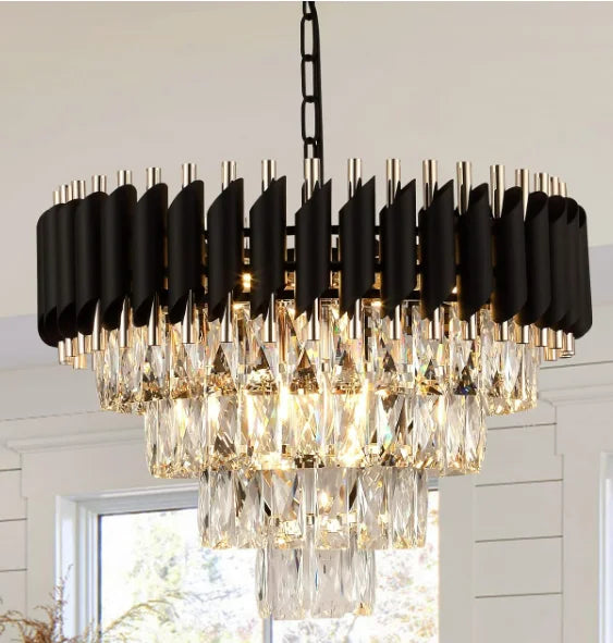 Luxury Pendant Lights Crystal Aluminum Chandelier E12 Lamp Holder Indoor Lighting for Home Dining Room Kitchen Coffee Shop Decor