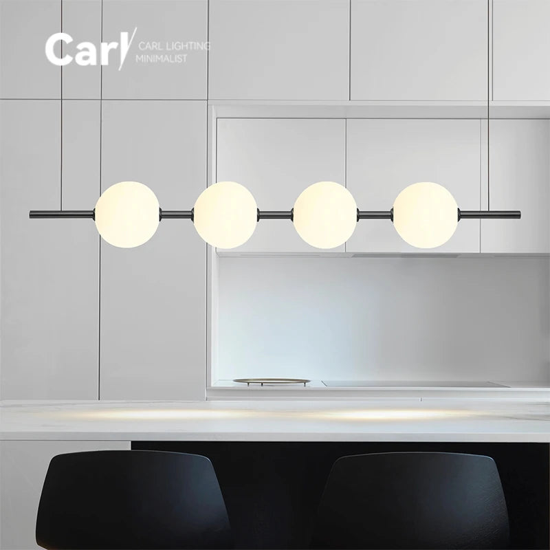 Minimalist Creative Art One Word Light Luxury High-end Dining Table Long Strip To Create Restaurant Lamp Chandelier