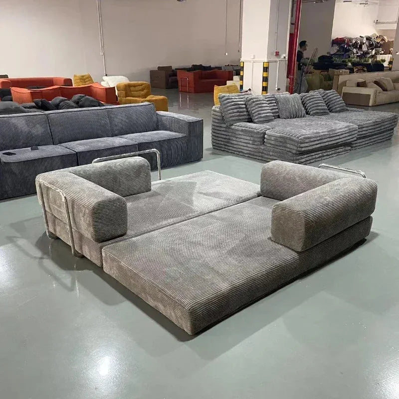 Italian Minimalist Retro High-end Corduroy Living Room Sofa, Compressed Sofa,Sofa Bed, Foldable, Washable, Customizable