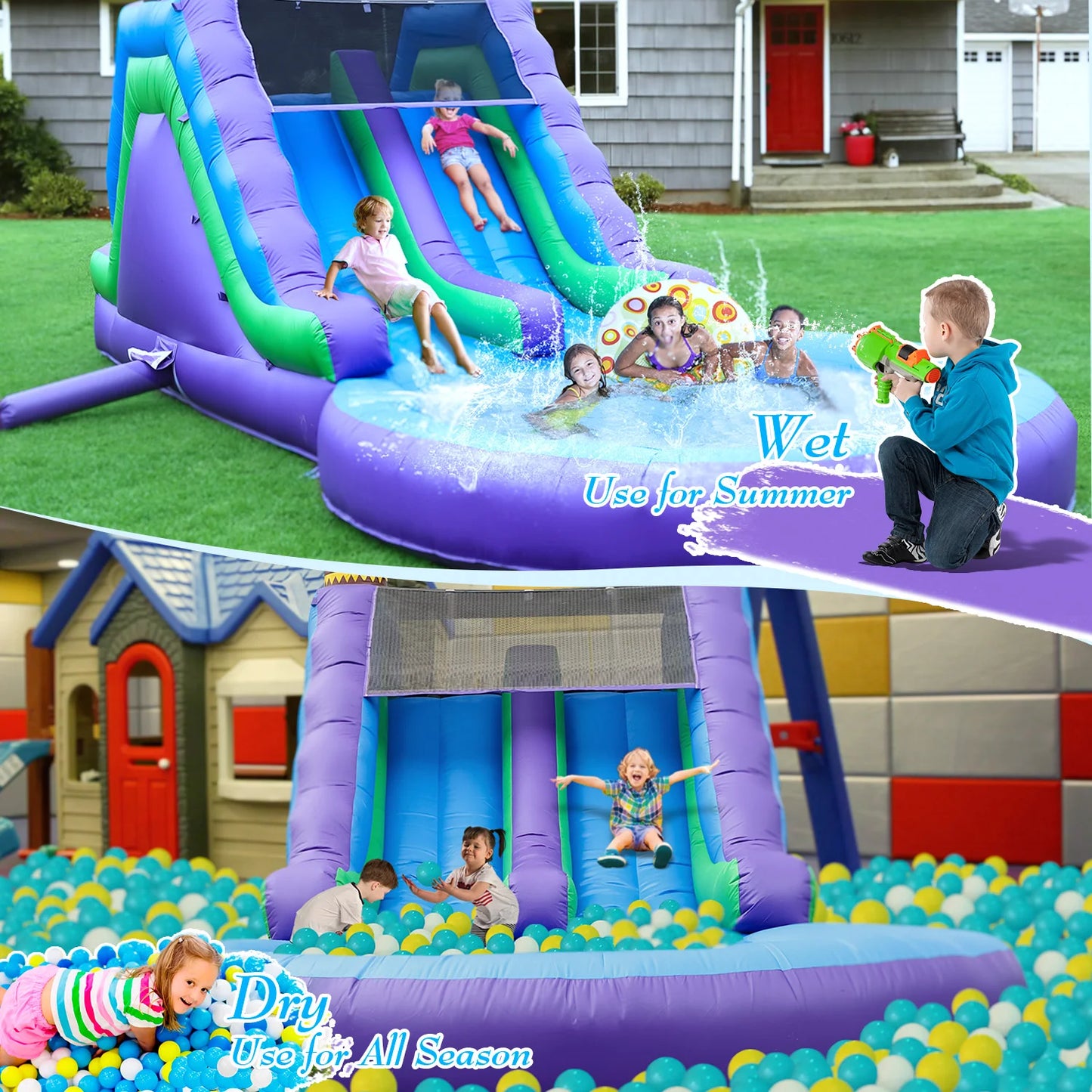 26FT Commercia Large PVC Inflatable Double Water Slides Water Park for Outdoor Children's playground, children's toys