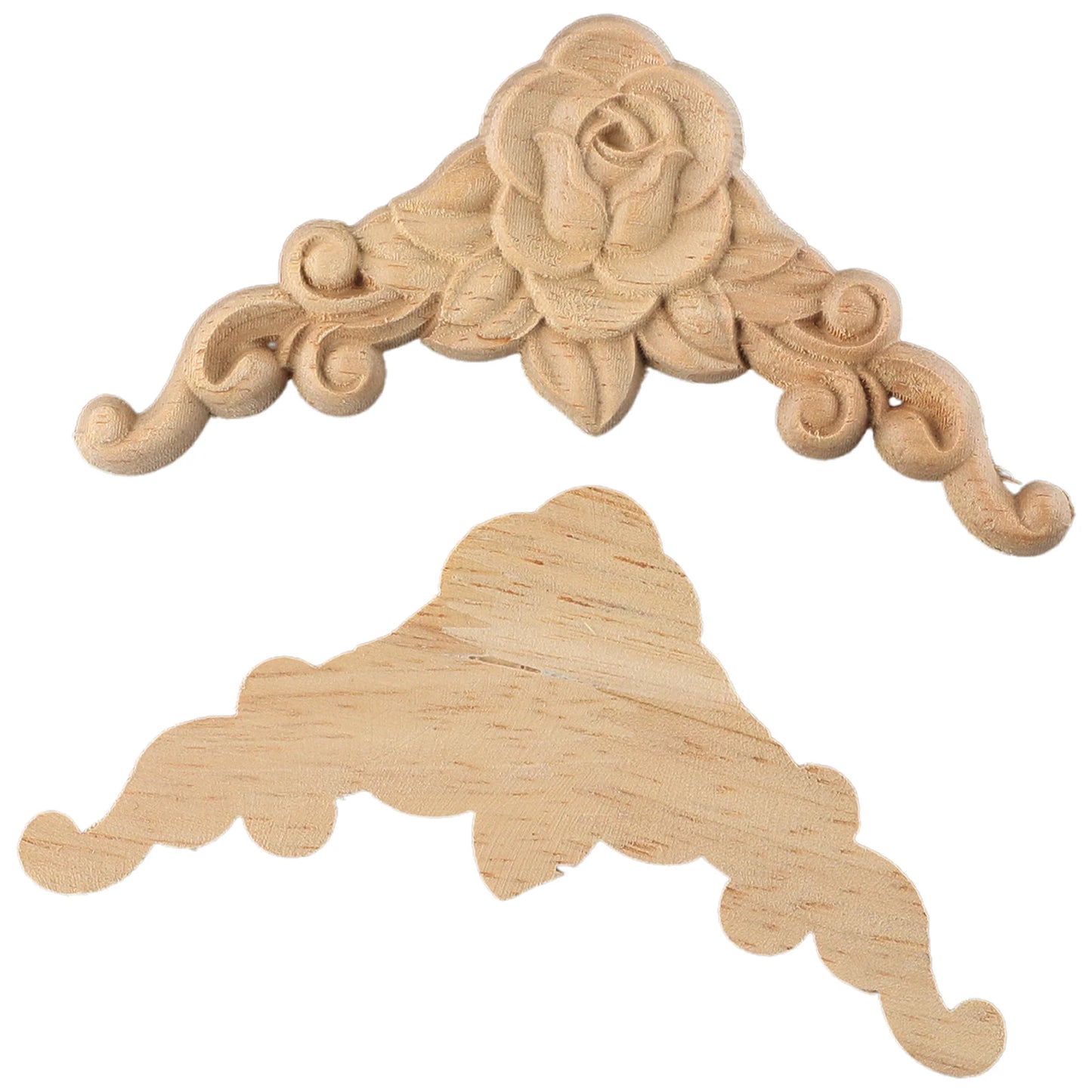 4PC Wooden Carved Corner Onlay Furniture Applique Moulding Decal DIY Home Decor Frame Wall Door Furniture Woodcarving Decoration