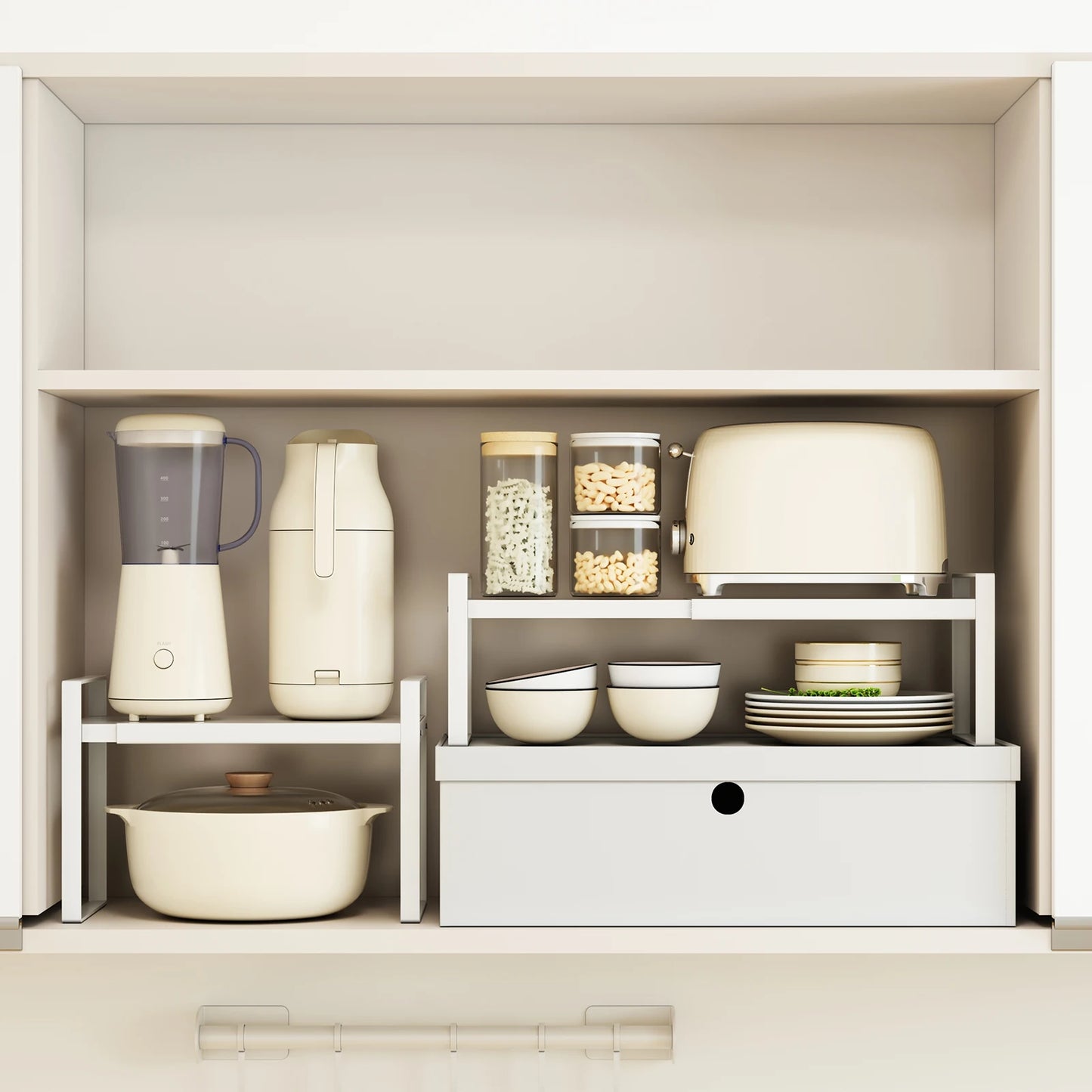 Kitchen Storage Rack under the Sink Cabinet Layered Rack Countertop Desktop Retractable Cabinet Dish Storage Rack Home